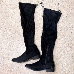 Black suede long boots